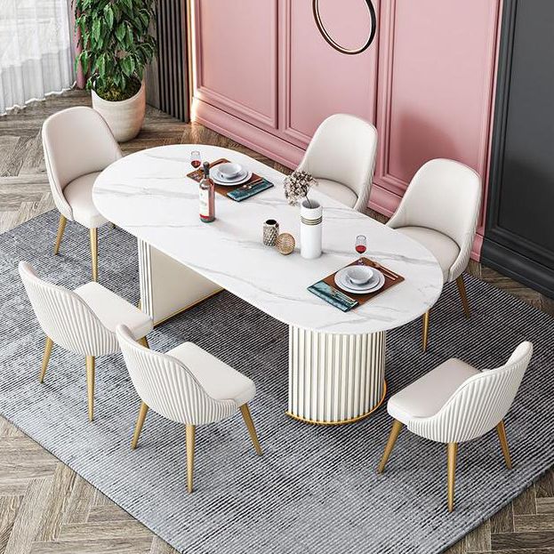 Mesa de comedor ovalada estándar moderna, mesa de comedor de piedra sinterizada para cocina