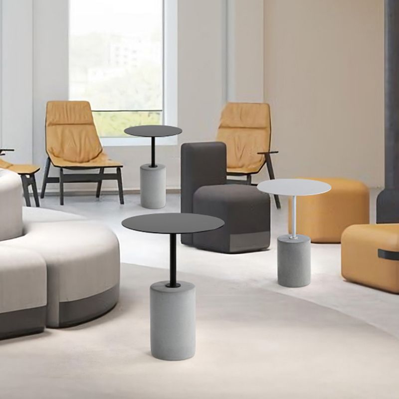 No Distressing End Table Set Modern Round Pedestal Concrete End Table