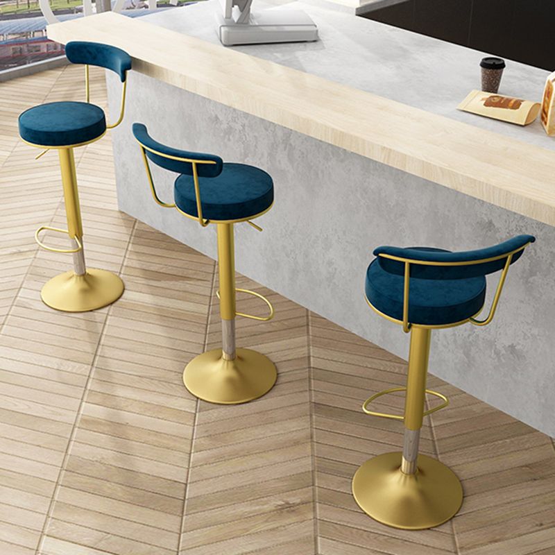 Glam Liftable Backrest Counter Stool Steel Kitchen Bar Stool with Cushion and Pedal