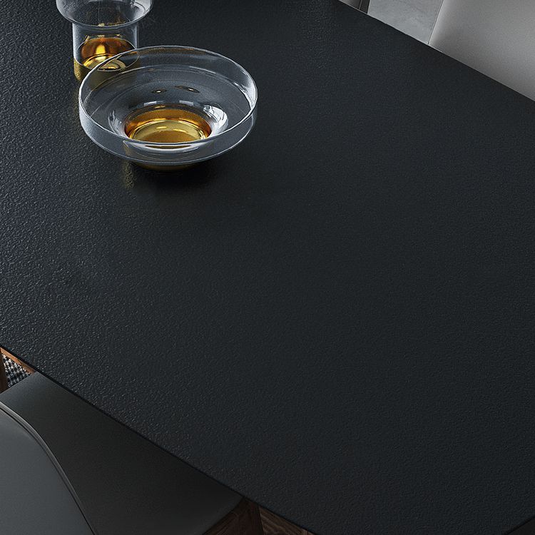Modern Stone Rectangle Dining Table Wood Base for Dining Room