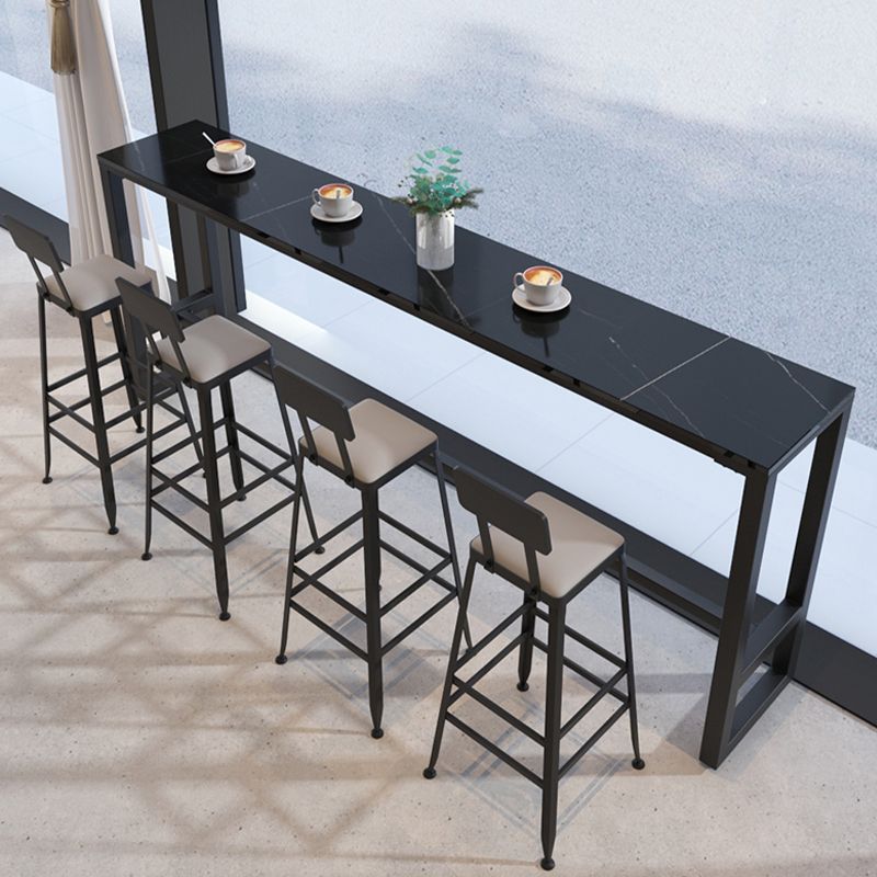 Industrial Metal Bar Stools Low Back Bar Stool with Black Legs