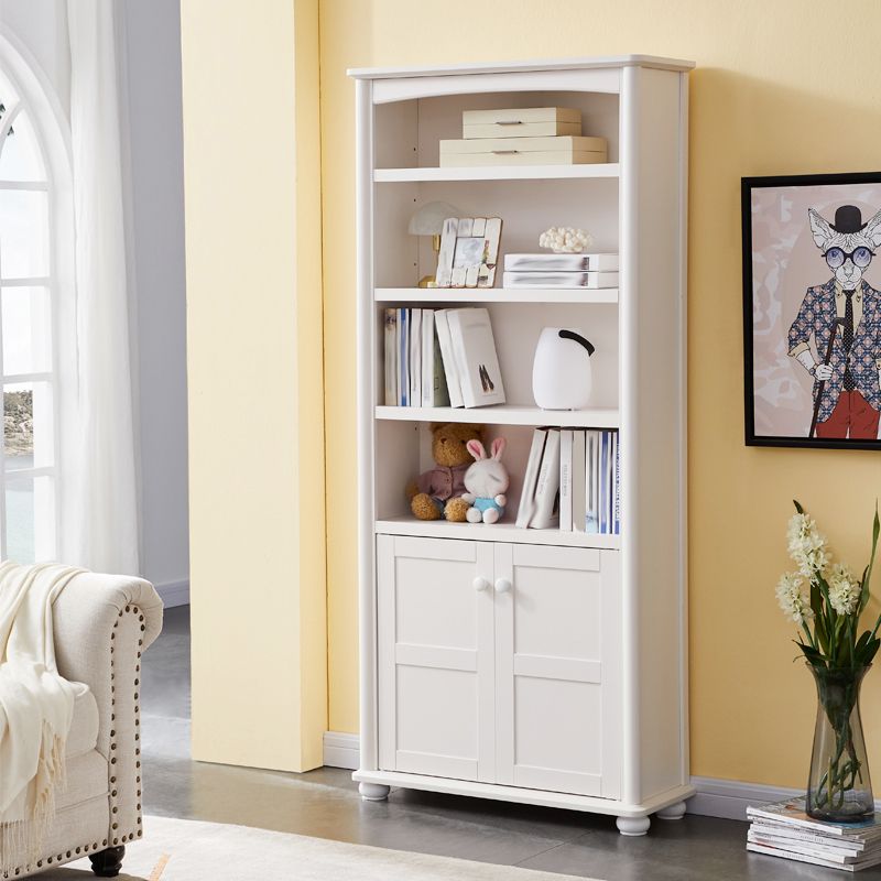Pure White Standard Bookcase Contemporary Wooden Bookshelf with Shelves