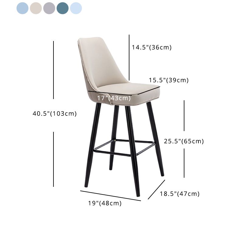 Contemporary Metal Leather Bar Stools Bristol Barstool with Iron Legs and Low Back