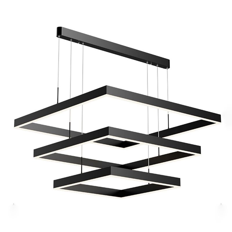 Multi Lights Square Pendant Chandelier Modern Style Metal Hanging Lamps