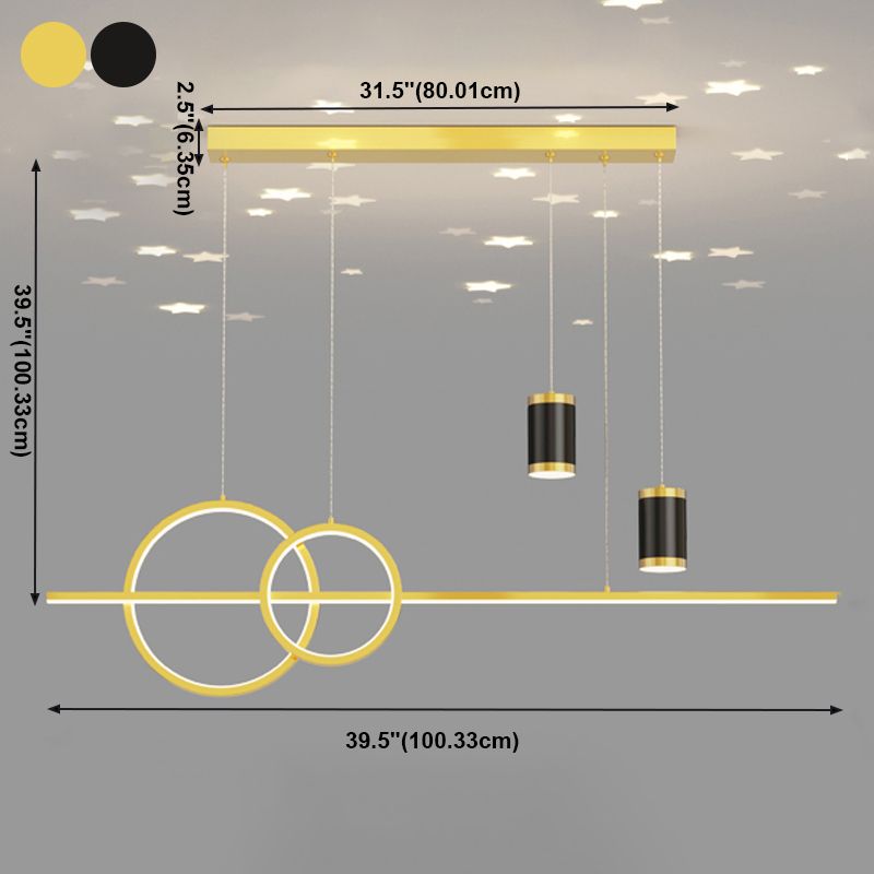 Cilindro de iluminación de la isla contemporánea Metal 5 Pendantes de la Light Island para la cocina