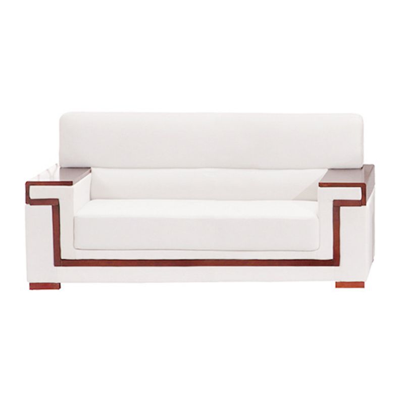 White Contemporary Sectional Square Arm Standard Sofa for Living Room, Apartment