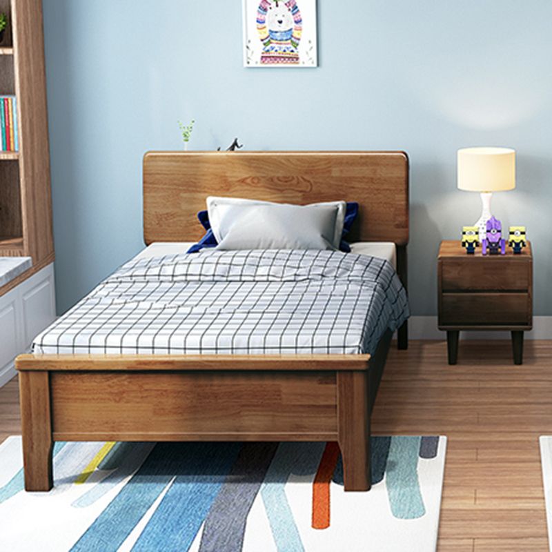 Solid Wood Rectangular Standard Bed Headboard Bed with Custom Legs