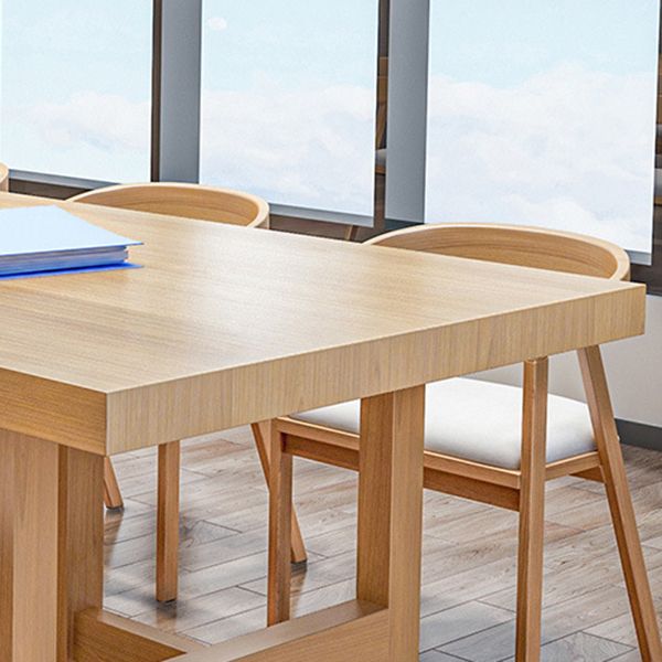 Contemporary Natural Pine Wood Office Desk Rectangle Wood Base Desk for Home Office