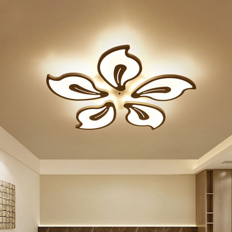 Acrylic Bauhinia Leaves Flush Ceiling Light Modernism LED 3/5/9-Light Flush Mount Light Fixture in Warm/White/Natural Light