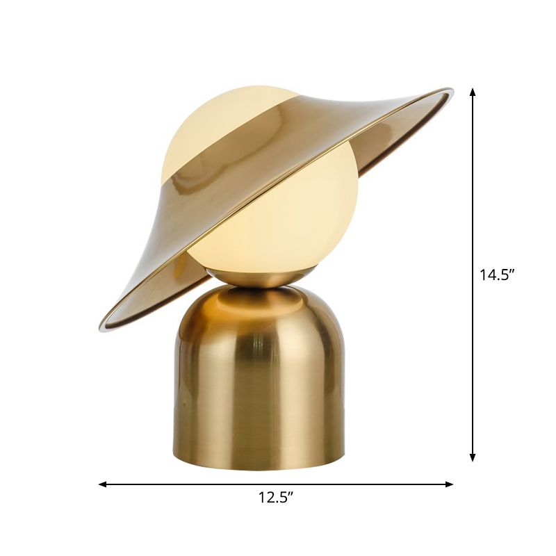 Lámpara de oro de la noche de una sola de bomba posmoderna/bola/luz de mesa tónica con tono de vidrio blanco/blanco esmerilado