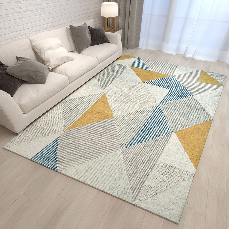 Western Bedroom Rug Multi Colored Geometric Print Carpet Cotton Blend Pet Friendly Easy Care Rug