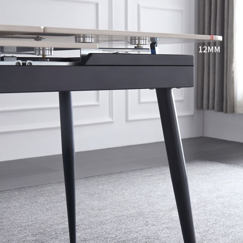 Rectangle Contemporary Sintered Stone Dining Room Set with Removable Leaf Dining Furniture Set