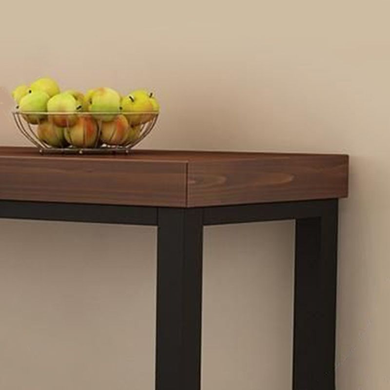 Industrial Bar Wine Table Solid Wood Top Bistro Table with Black Base