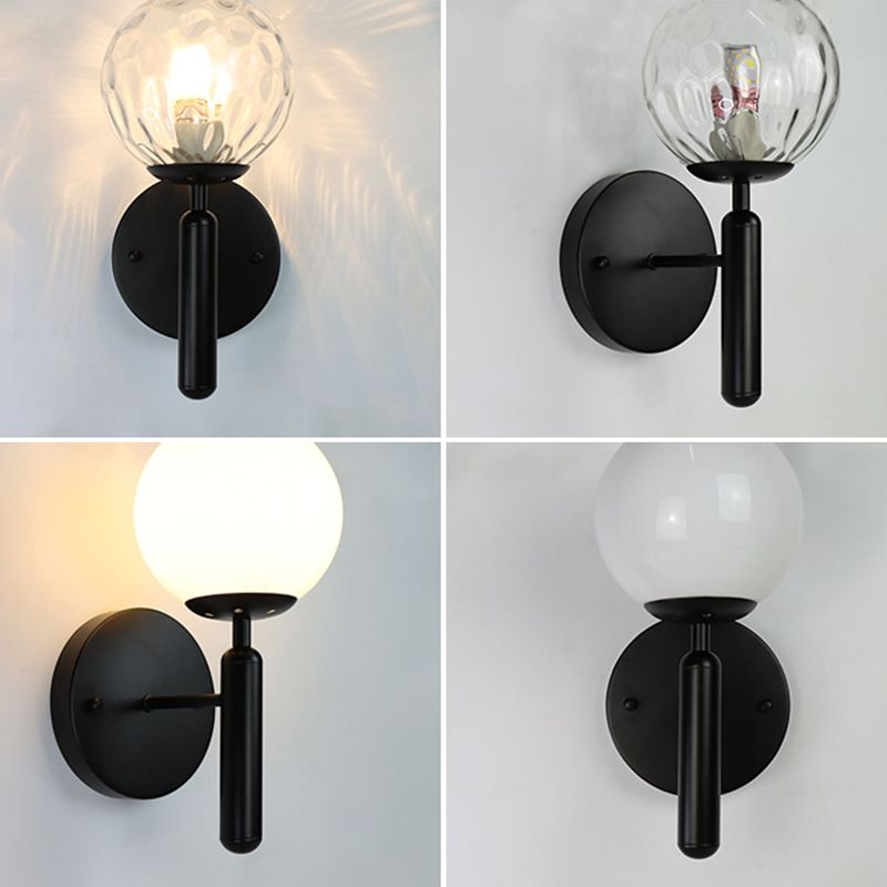 Modern Creative Globe Wall Lamp Wrought Iron Indoor Wall Sconce with Glass Shade