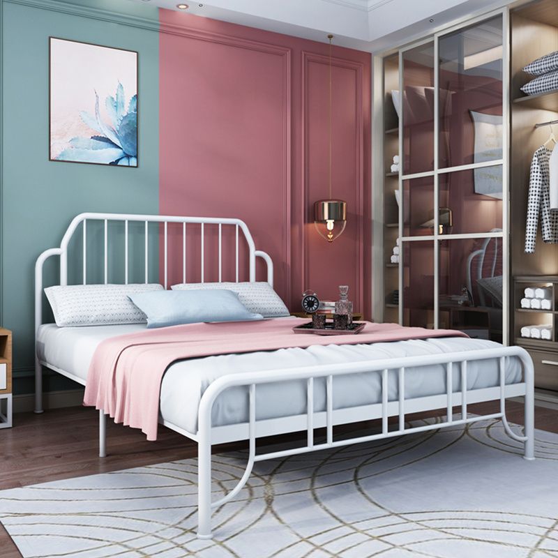 Modern Rectangular Headboard Bed Open-Frame Iron Bed With Metal Legs