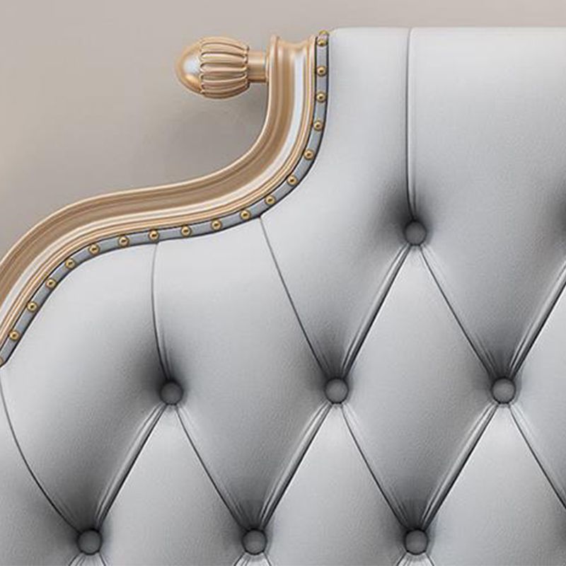 Victorian Style Bed Frame Rubberwood Bed with Upholstered Headboard