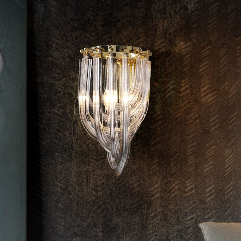 Clear Glass Geometric Wall Sconce Modernist 1 Head Wall Lighting Fixture for Living Room