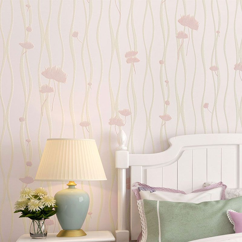 20.5"W x 31'L Decorative Wallpaper Children's Bedroom Stripe and Dandelion Wall Covering