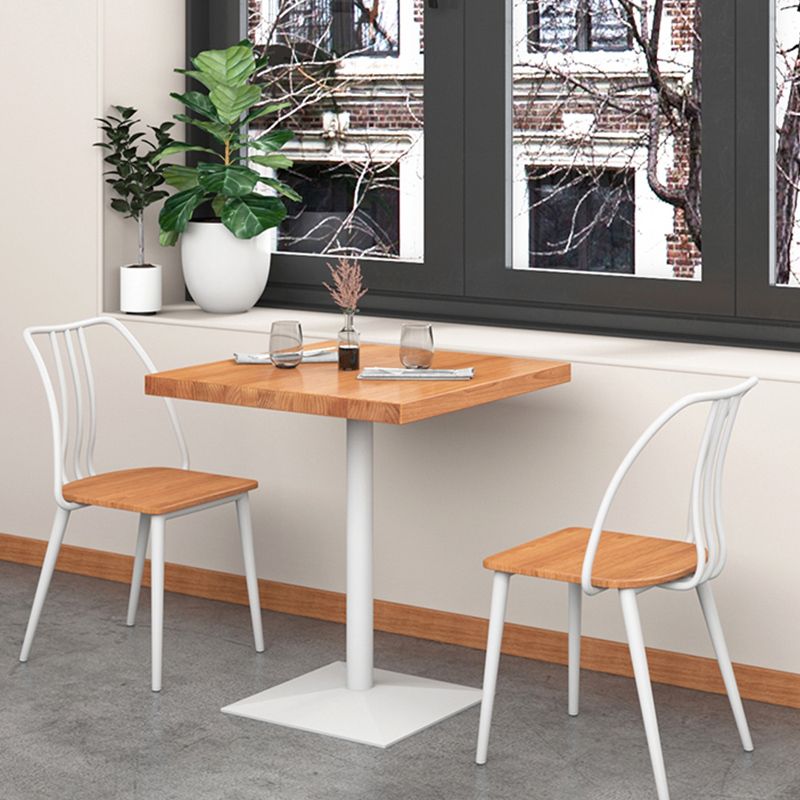 Square Wooden Dining Table Industrial Pedestal Dining Table for Restaurant