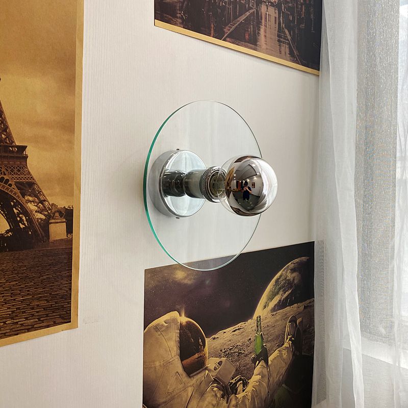 Circle Sconce Light Fixture Contemporary-Style Glass Clear Wall Lighting Fixture