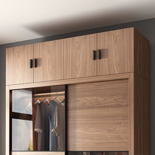 Brown Storage Cabinet Contemporary Wardrobe Armoire for Bedroom