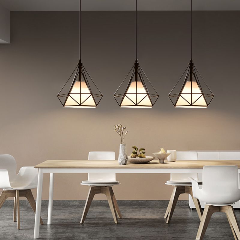 Forme de diamant Éclairage suspendu de style postmoderne Metal Light Pendant pour le chevet