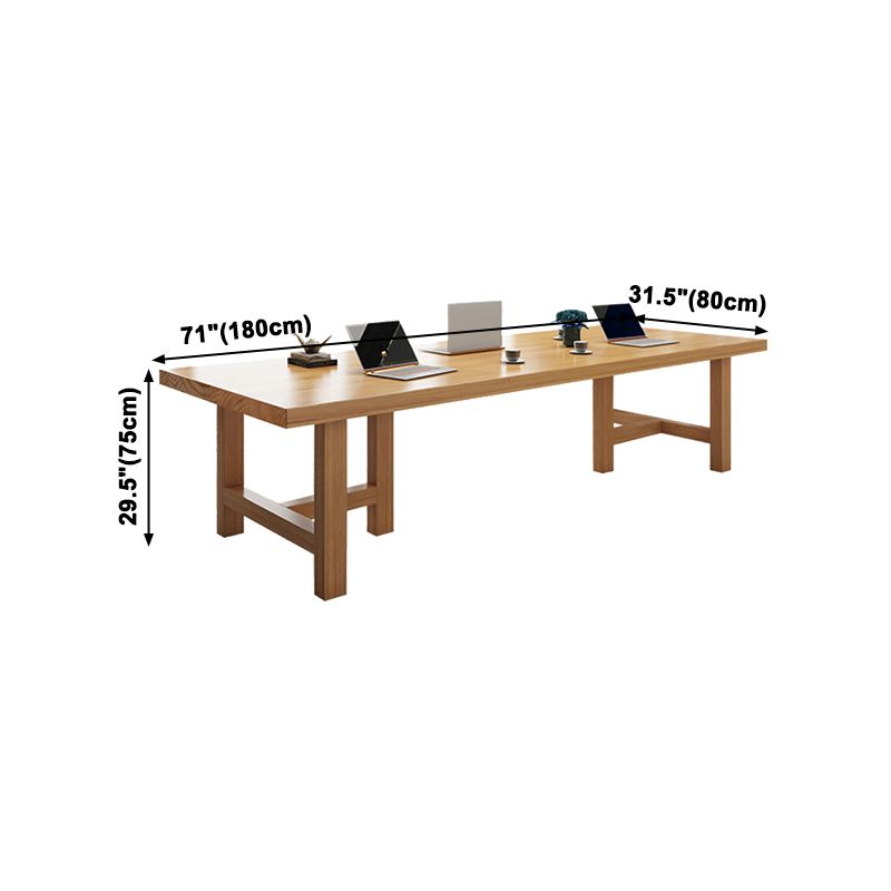 Rectangle Industrial Dining Room Table Pine Solid Wood Table with Double Pedestal