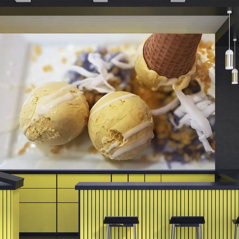 Customized Ice Cream Dessert Mural Photography Style Wall Covering for Dessert Shop