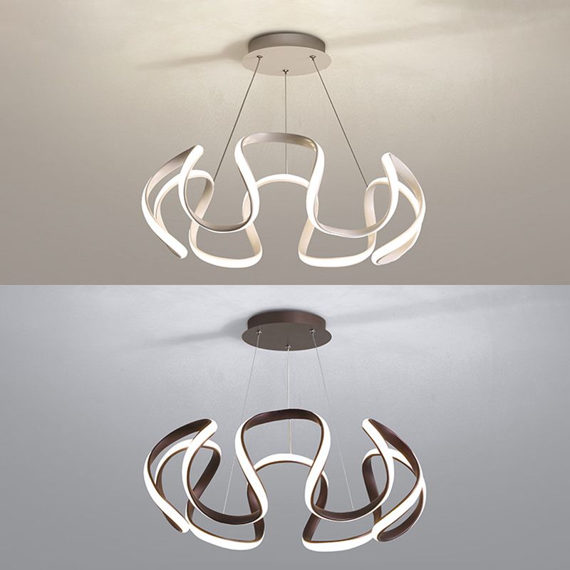 Contemporary Wave Chandelier Lights Metal 1 Light Chandelier Pendant Light