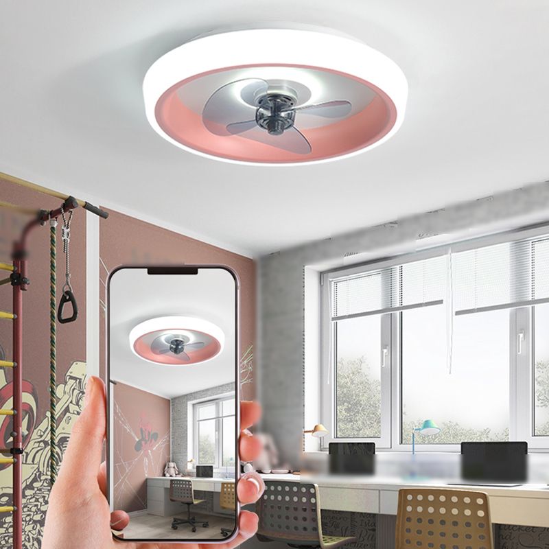Circle Metal Ceiling Fan Lamp Nordic LED Ceiling Mounted Lighting