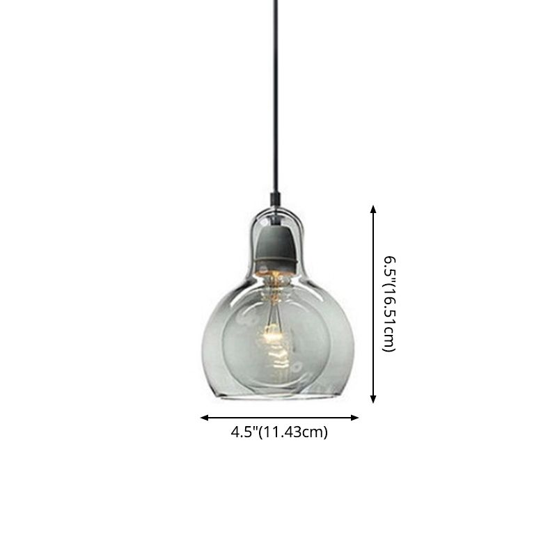 1 Light Pendant Lighting Fixtures Contemporary Gourd Glass Hanging Lights for Lounge