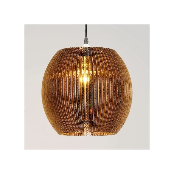 Accampatura intrecciata Accendere la carta ondulata in stile asiatico 1 lampada a ciondolo in lampadina in beige/marrone