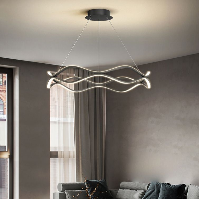 Modern Minimalist Linear LED Pendant Light Aluminium Indoor Hanging Lamp with Silicone Shade