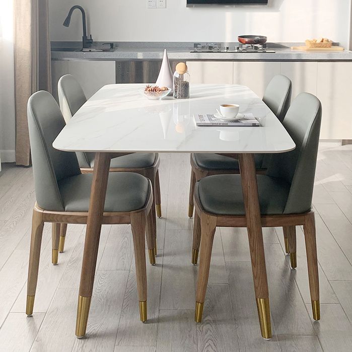 Mesa de comedor bicolor de piedra sinterizada Mesa de lujo de 4 patas para comedor