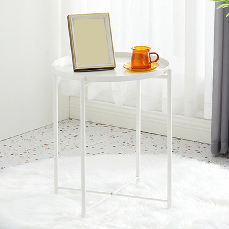 Mid-Century Modern Cross Legs Coffee Table with Round Top in Iron