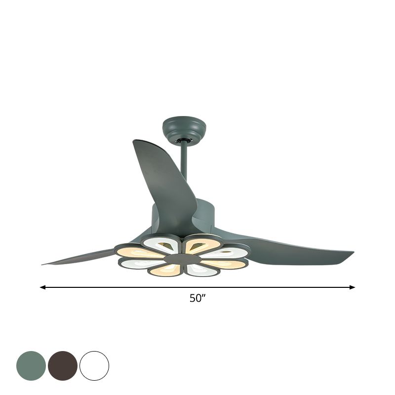 50 "breite acrylgeometrische halbflütige leichte modernistische LED -Lüfterlampe, 5 Klingen