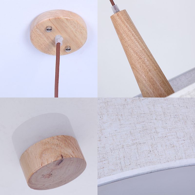 Luz de colgante de tambor tela nórdica 1 luz de techo colgante de lino para comedor para comedor