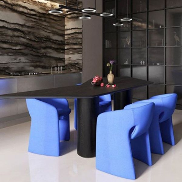 Indoor Velvet Upholstered Arm Chair Metal Frame Open Back Dining Chair