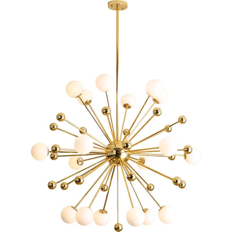 Lampadario in metallo post-moderno dorato Dandelion Tandeli a forma di buio a forma di piena cittadino per soggiorno per soggiorno