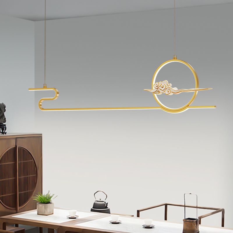 Contemporary Linear Pendant Lighting Fixtures Metal 2 Light Island Light Fixtures