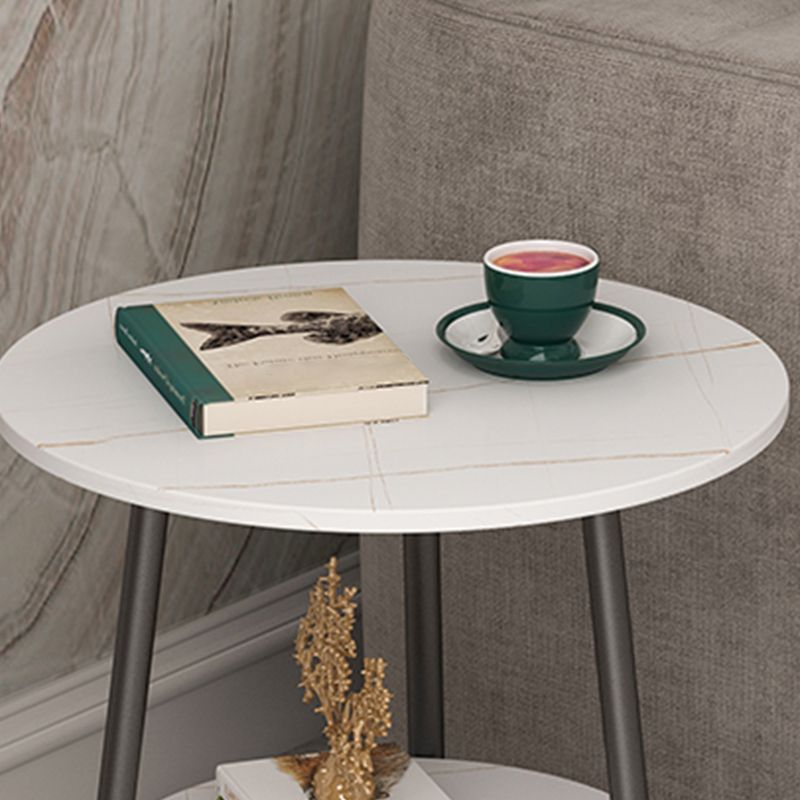 21.6"H X 19.6"W X 19.6"D Round Slate Top Side Table Metal 3 Legs End Table