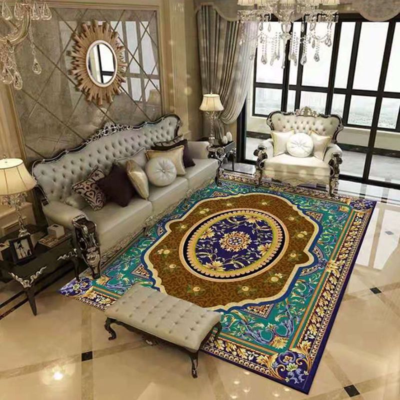 Apricot Graphic Area Rug Polyester Luxury Rug Non-Slip Backing Rug for Living Room