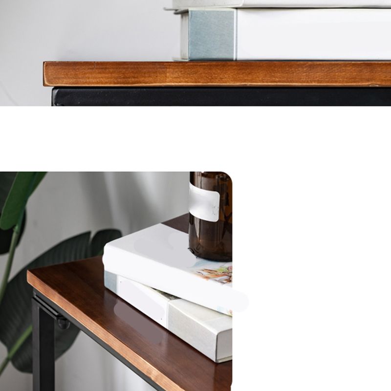 Dark Brown Solid Wood Top Console Table with Metal Sled Legs
