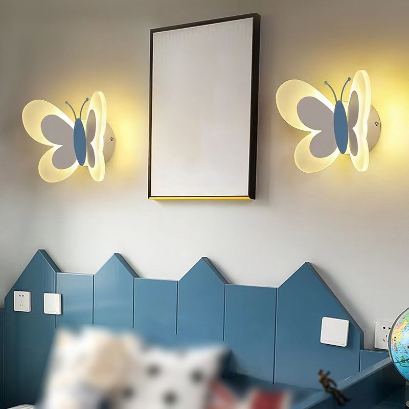 Contemporary Butterfly Wall Lamp Metal 1 Light Sconce Lights