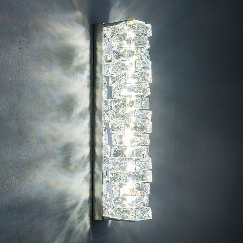 Contemporary Metal Wall Light Geometric Wall Sconce with Crystal for Bedroom