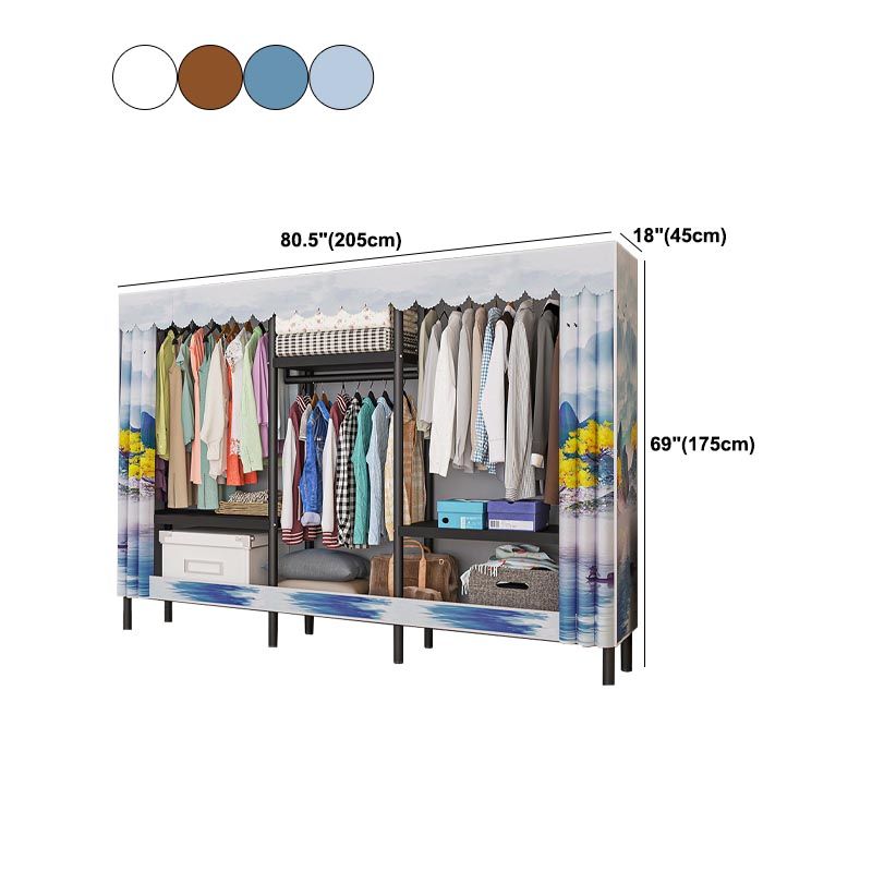 Contemporary Style Wardrobe Armoire Steel Wardrobe Closet with Legs