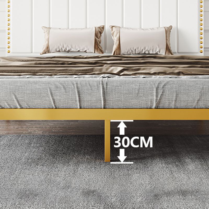 Glam Open-Frame Bed Metal Standard Bed with Upholstered Headboard