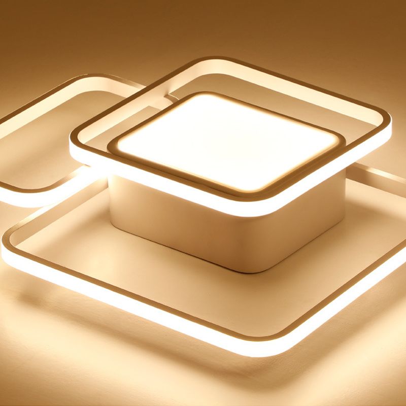 Square and Block Acrylic Ceiling Light Modern LED 18 "/21.5" /25.5 " Wide Flush Light in Warm / White / Natural Light