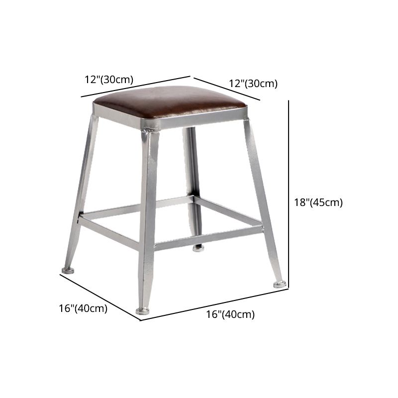 Industrial Coffee Shop Footrest Stools Silver Iron Bar Stool