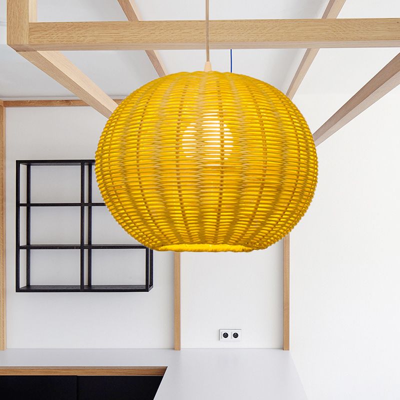 Globe Handmade Handmade Rattan Pendant lampy Asian Style 1 Light Beige Scroding Lightture pour restaurant